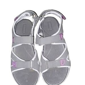 Hiking Open Toe Khombu Gray and Purple Sporty Sandals w/ Adjustable Straps Sz 8
